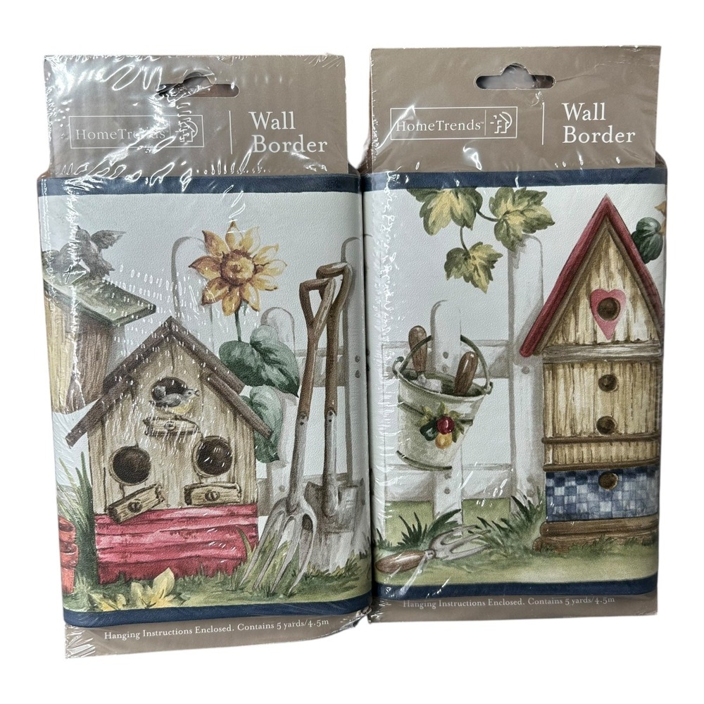 X2 HomeTrends Wall‎ Border Sunflower Birdhouse PrePasted Scrubbable 5 Yard
